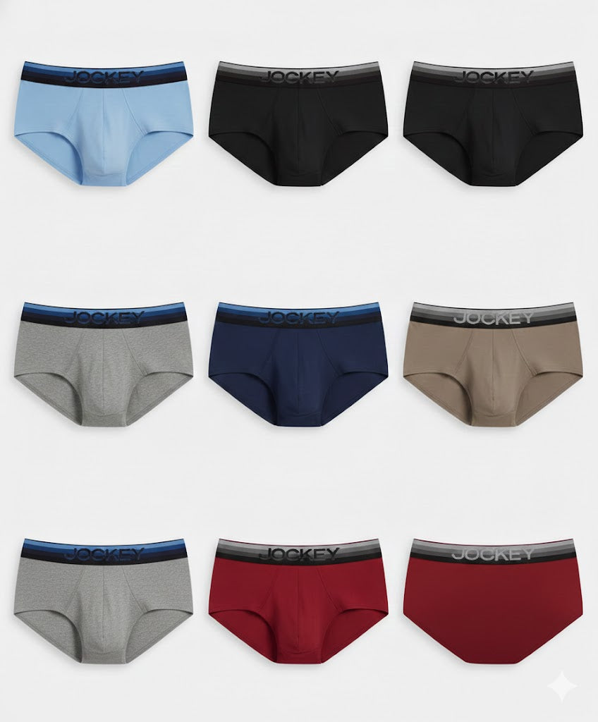 #US07 Super Combed Cotton Elastane Solid Brief with Ultrasoft Waistband(ASSORTED COLOURS)